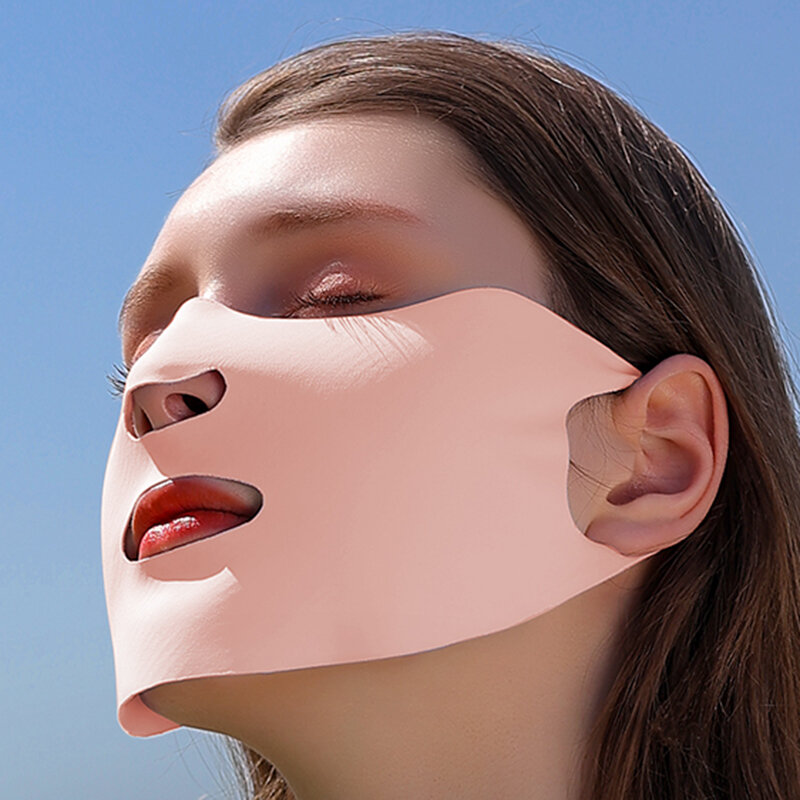 Sciarpa di seta per le donne protezione solare UV traspirante lavabile riutilizzabile velo per il viso in seta di ghiaccio anti-UV copertura per il viso maschera estiva per la protezione solare