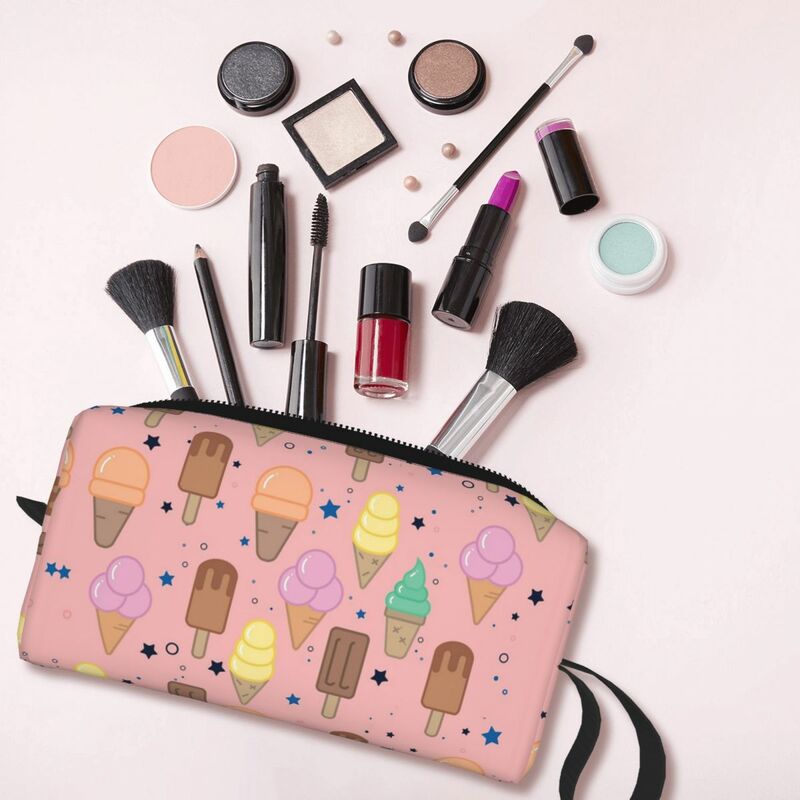 Saco de maquiagem de sorvete para mulheres Organizador de cosméticos Kit Dopp de armazenamento Saco de higiene pessoal Beauty Travel Pencil Case