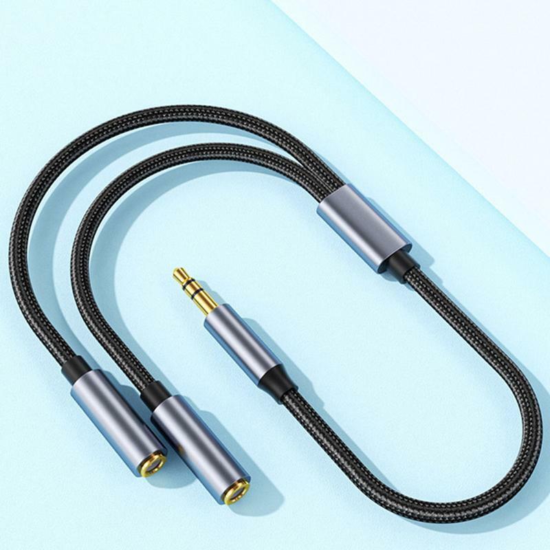 Headset pemisah kabel Audio 3.5mm, konektor kabel Jack Splitter Y, kualitas suara Bening, konektor adaptor Earphone