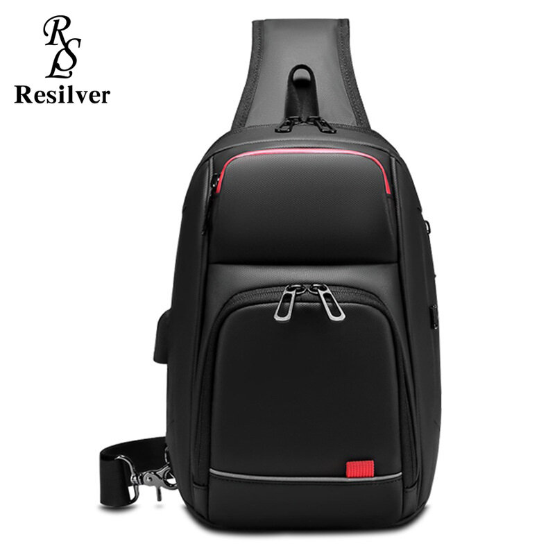 Resilver-Saco de Sling Digital à Prova D' Água, Pacote de Carregamento USB, Ajustes 9.7 "Tablet, Saco de Cintura Masculina