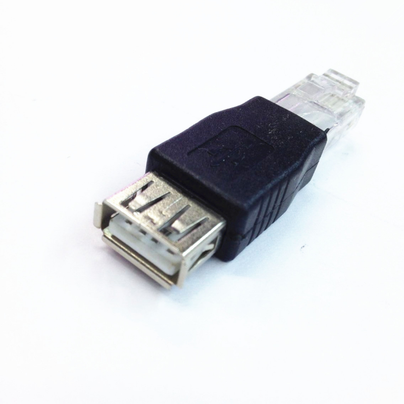 1 buah kepala kristal RJ45 pria ke USB 2.0 AF A Female konektor adaptor Laptop LAN kabel jaringan Ethernet Converter steker