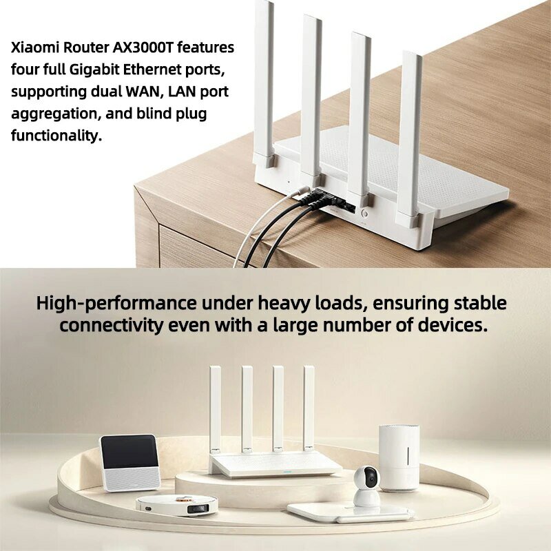 2023 NOVO Original Xiaomi AX3000T Router 2.4GHz 5GHz 1.3GHz CPU 2X2 160MHz WAN LAN LED Conexão NFC para Home Office Jogos Mi