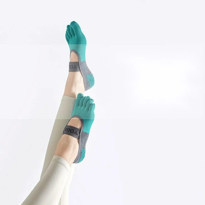 2023 kaus kaki olahraga Yoga wanita katun baru antiselip Fitness Gym punggung silang antilembap olahraga Pilates tari pergelangan kaki Dacing jari kaki terpisah