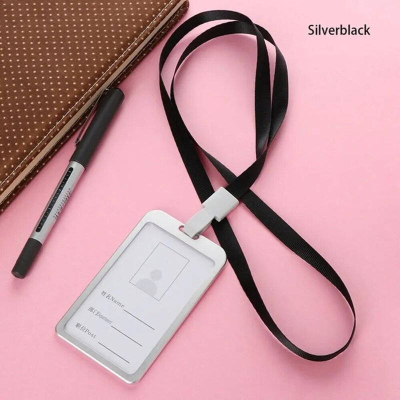 Office Supplies Employee Credit Business Identity Security Cover Company Work Badge with Lanyard Pass Tag ID Card Holder