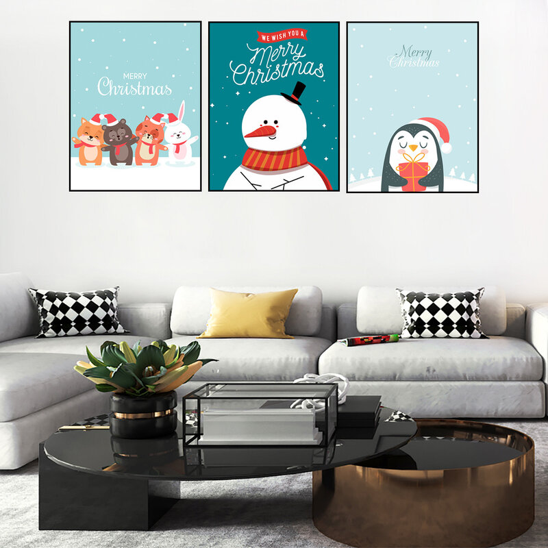 Pintura de dibujos animados de muñeco de nieve de Navidad para habitación de niños, pintura al óleo moderna sin marco, personalizada, nueva