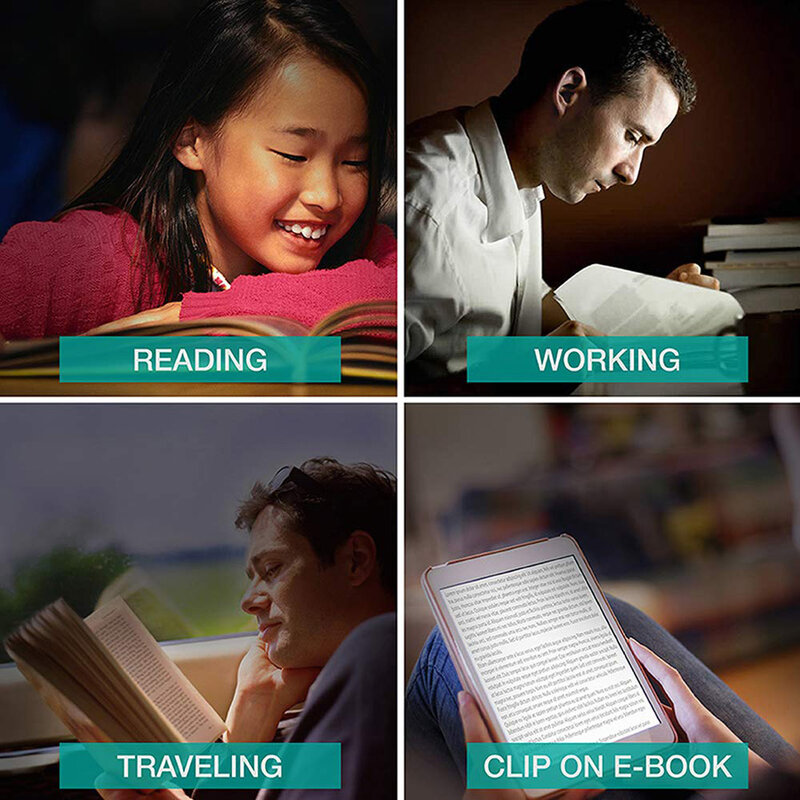 Bookmark Book-light LED-Power-Bank E-book Kindle lampu lipat isi ulang dengan Clip-On 4 tingkat kecerahan lampu Led untuk E-book