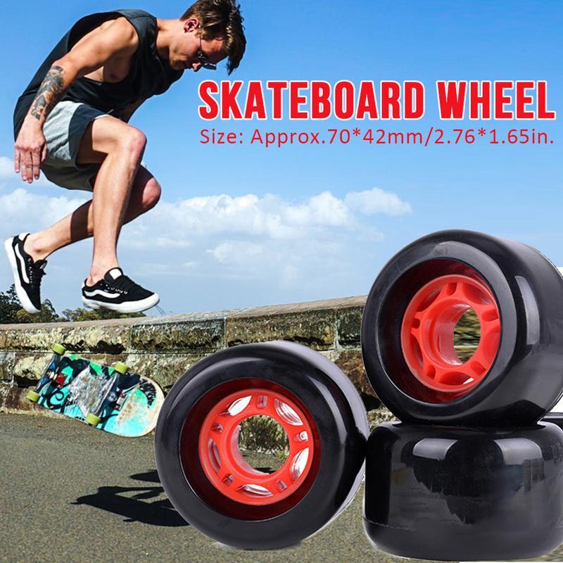 Roda Skateboard Super elastis, roda Skateboard Super elastis 70x42mm 83A, roda Polyurethane tahan lama, roda Longboard stabil, anti aus, 4 buah