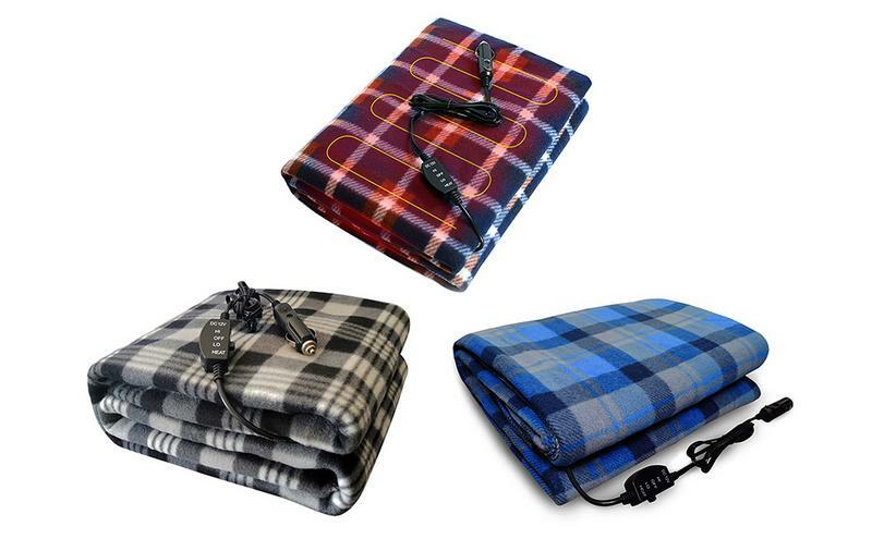 12V Car Electric Heated Blanket Mat For Cold Weather Car Heating Blanket Travel Portable Washable Heated Outdoor Throw for SUV