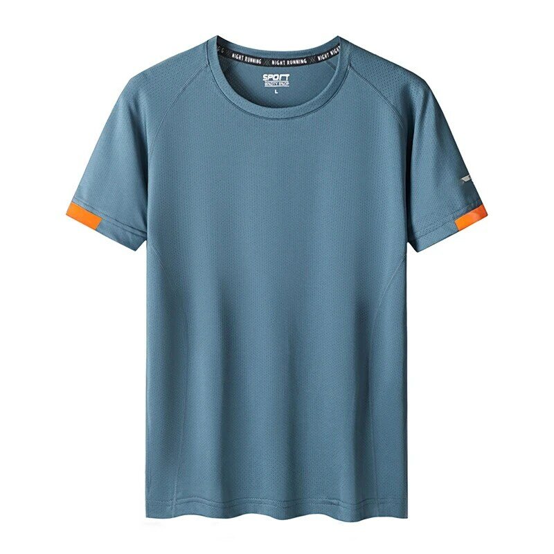 Летняя мужская Спортивная футболка с коротким рукавом, быстросохнущая эластичная мужская одежда большого размера, футболки для походов