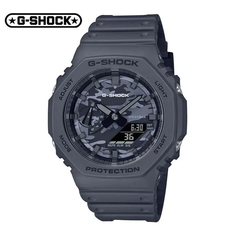 Мужские часы G-SHOCK GA 2100, новые модные повседневные кварцевые Многофункциональные уличные спортивные противоударные светодиодные часы с двойным циферблатом