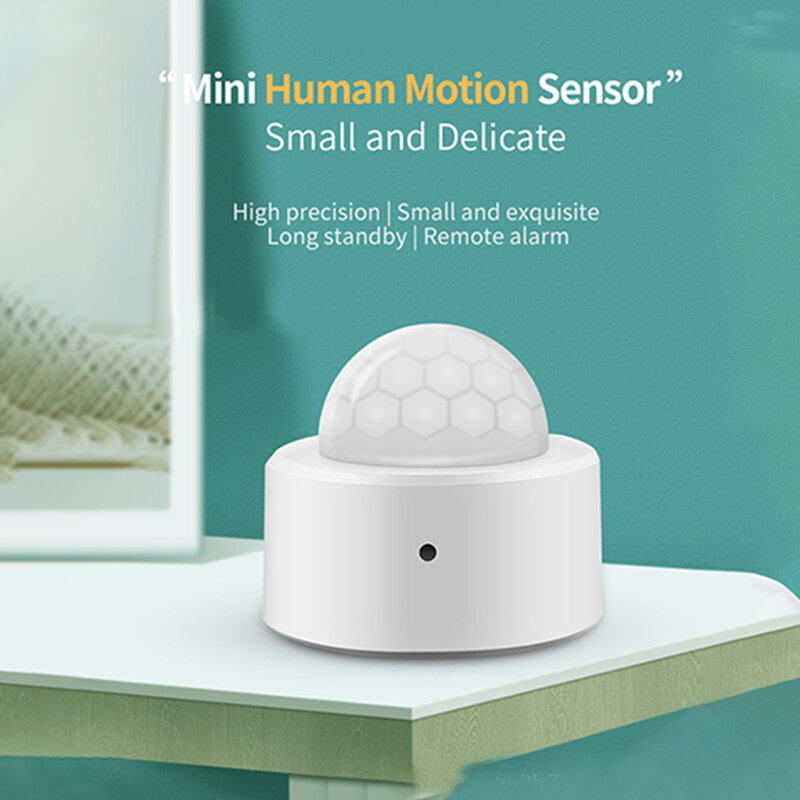 Zigbee Mini PIR detektor gerakan 2 in 1, Sensor Alarm maling keamanan inframerah pasif cahaya Lux terang