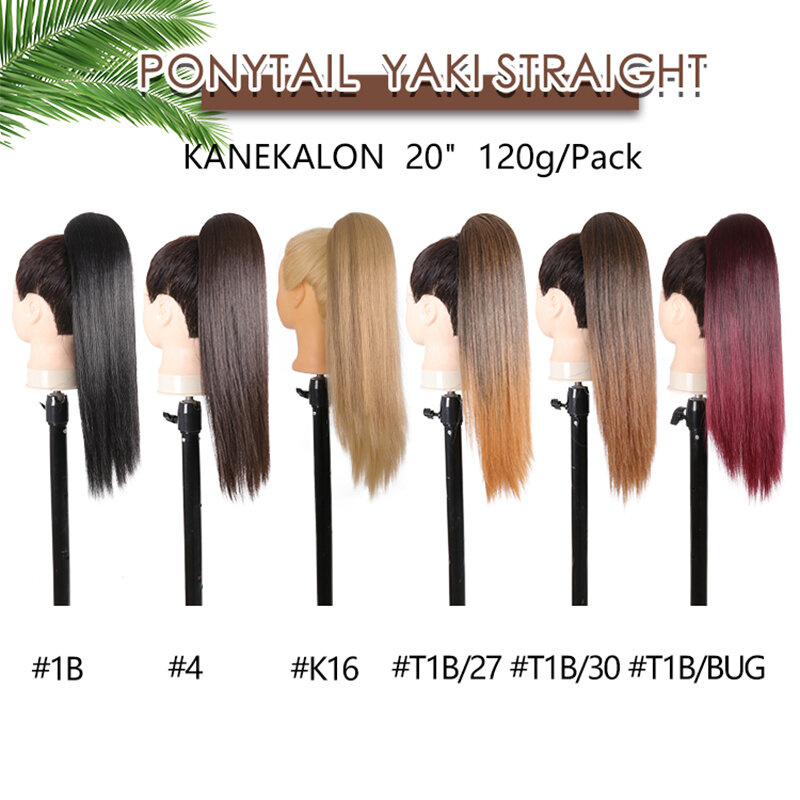 Kanekalon 20-дюймовые гладкие термостойкие волосы, волнистые афро кудрявые синтетические волосы со шнурком для наращивания конского хвоста