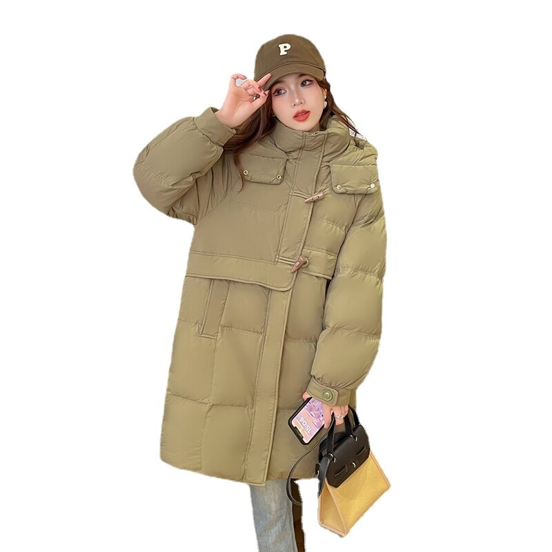 Winter New Women's Down Coat Fashion Loose Hooded FemaleParkas White Duck Down Thickened Warm Parka