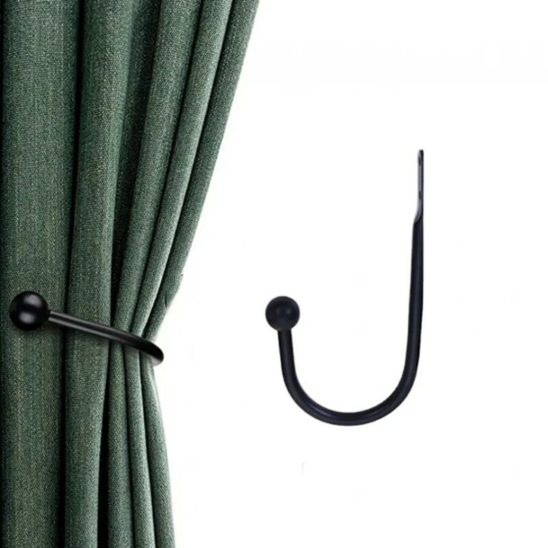 Gancho de cortina montado en la pared de aleación de aluminio negro de 6,3 pulgadas, gancho colgante de alta resistencia para cortinas de tela