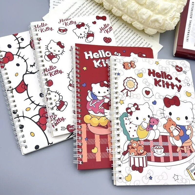 دفتر ملاحظات ملفوف للفتيات من Kawali Sanrio A5 ، دفتر ملاحظات Hello Kitty ، قرطاسية كرتونية ، أدوات حلوة ، ألعاب لطيفة ، هدية عيد ميلاد ، جديد ، 4 ّـ