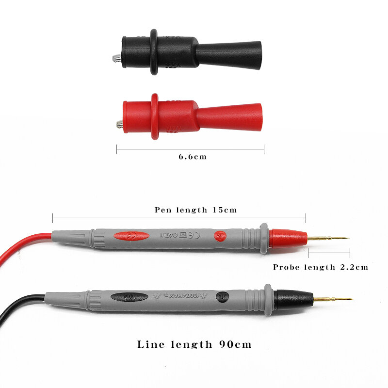 Sonda de multímetro Digital, cable de silicona suave, punta de aguja, cables de prueba universales con pinza de cocodrilo para multímetro LED, 1 par