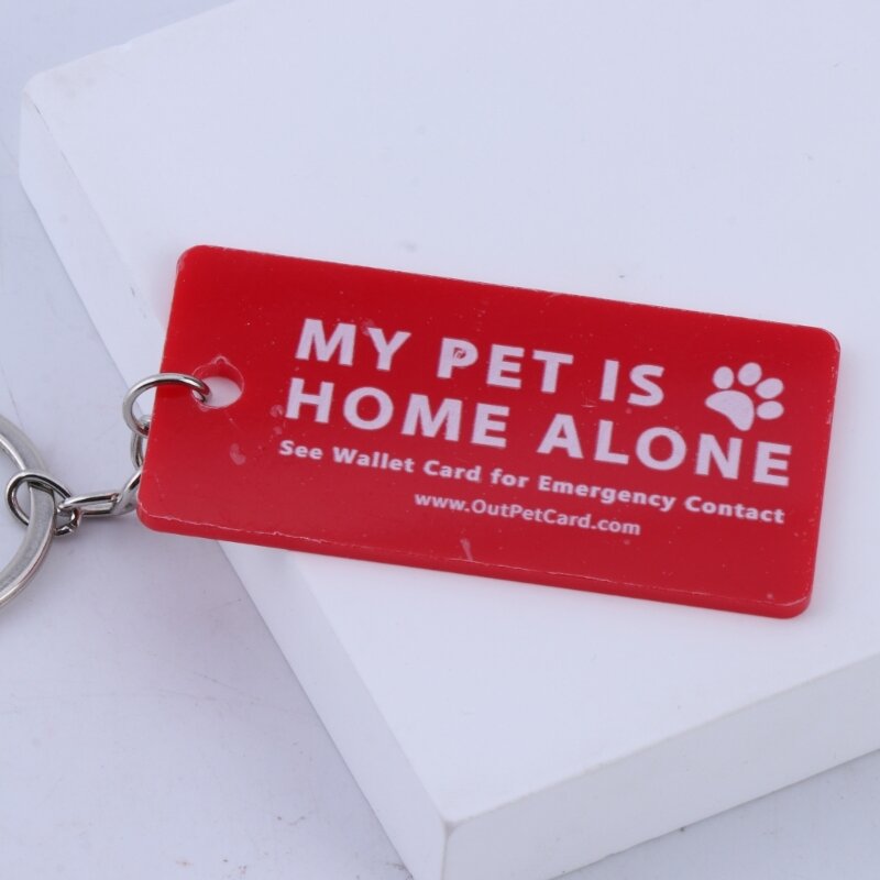 Y1UB Zapisywalny portfel na karty awaryjne dla zwierząt domowych Brelok do kluczy, którym zwierzęta są same domu