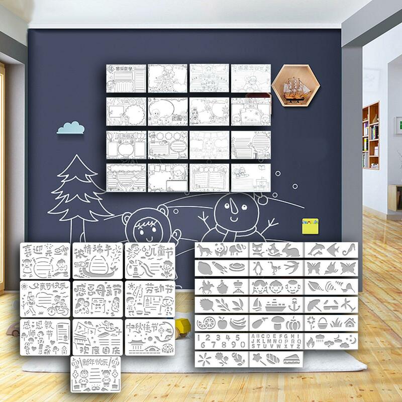 46 szt. Numery szablon do malowania świąteczne tablice szablony z napisami zwierzęcymi do dekoracji domu z tkaniny rockowej ręcznie malowany obrazek na ściana z drewna