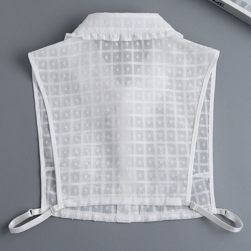 Kerah palsu katun Korea untuk wanita, kemeja kerah dapat dilepas setengah baju blus putih kerah palsu dekorasi Sweater wanita