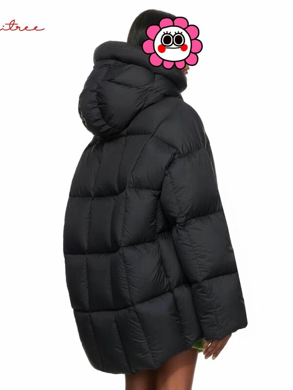 Fashion More than 500g Duck Down Coats Hooded Fluffy Coats Women Winter Thicker Warm Hooded Warm Parkas WY1232