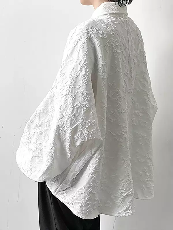 XITAO – nouvelle chemise Jacquard froissée à la mode, couleur unie, col rabattu décontracté, haut tout assorti, manches à ailes de chauve-souris, WMD5191