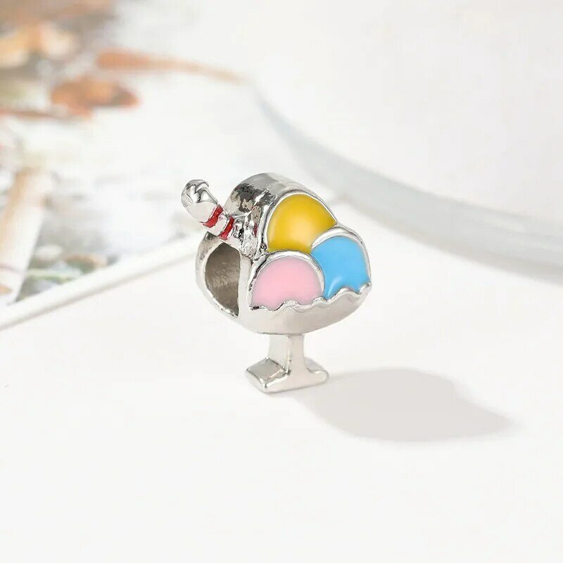 1Pcs New Cute Ice Cream Pendant Suitable for Charm Bracelet Necklace Accessory Women DIY Jewelry Making Gifts ﻿