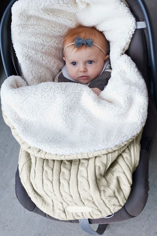 Newborn Baby Sleeping Bags Winter Stroller Blanket Footmuff Thick Soft Warm Knitted Crochet Wool Swaddle Wrap Infant Sleep Sack