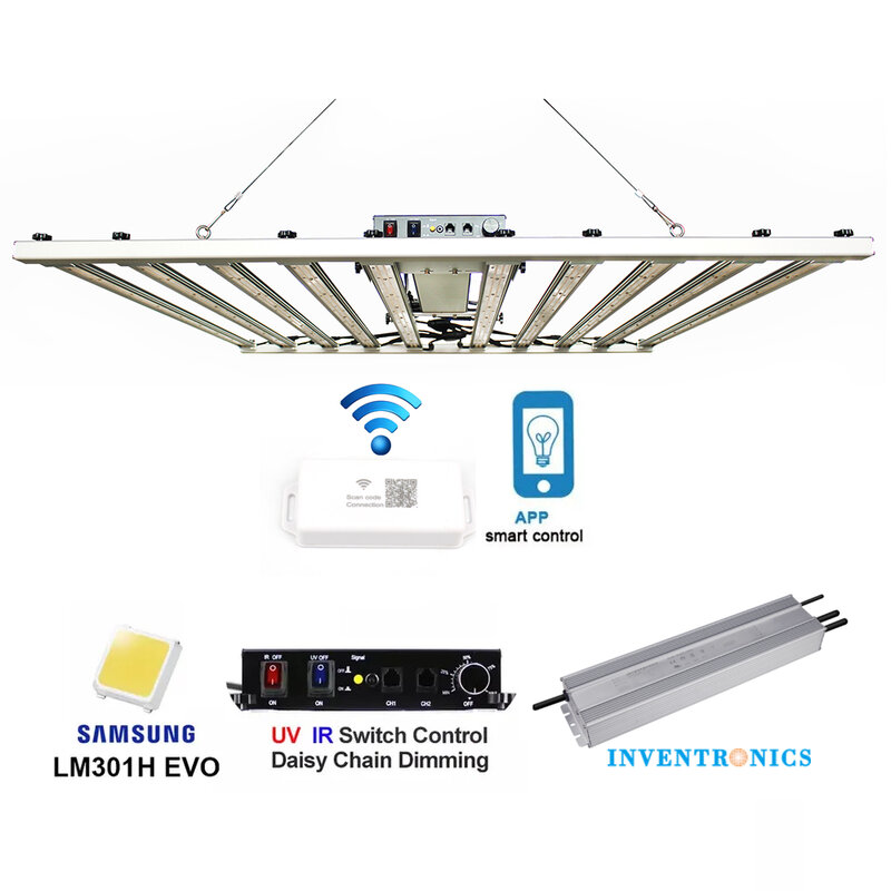 2024ล่าสุด240W 320W 480W 600W 720W 1000W Samsung LM301H EVO บาร์ไฟ LED เติบโต V5พร้อมแอปควบคุมอัจฉริยะ