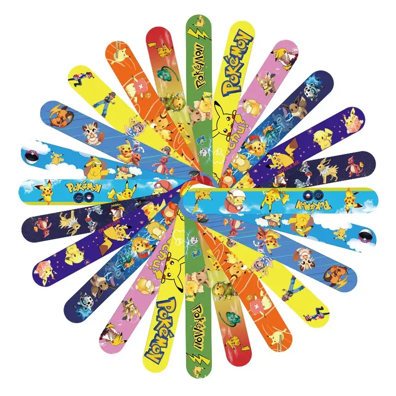 포켓몬 피카츄 스냅 팔찌 입상 애니메이션 팔찌, 어린이 포켓 슬랩 밴드 퍼즐 장난감, 파티 생일 선물 장식