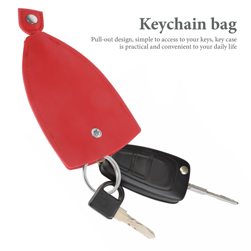 2 pcs Portable Key Case Pull-out Key Bag Vehicle Key Storage Pouch PU Car Key Holder