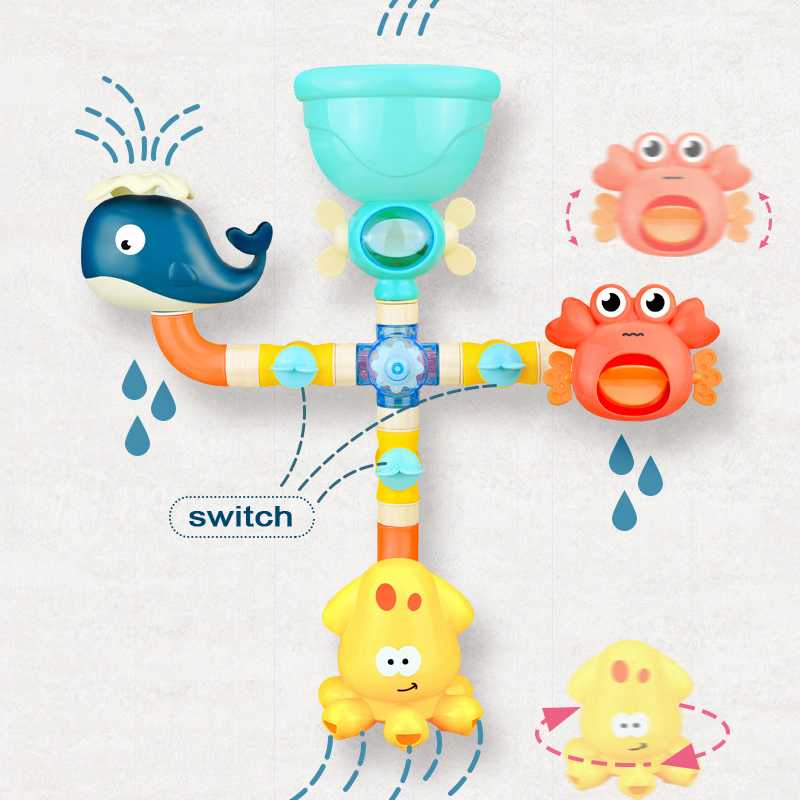 Baby Bath Toys Water Game Faucet Shower Waterwheel Dabbling Water Bathtub Spray Toy for Kids Animal Bathroom Summer Swimming Toy