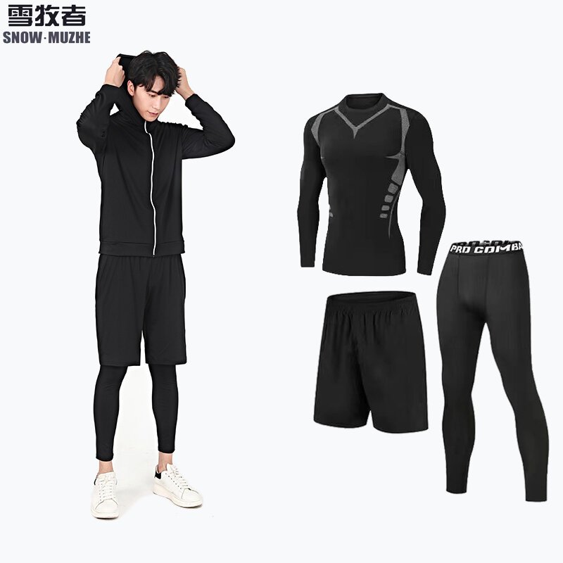 Sportswear Gym Fitness Tracksuit Men's Running Sets Compression Basketball Underwear Tights Jogging Sports Suits Clothes Dry Fit