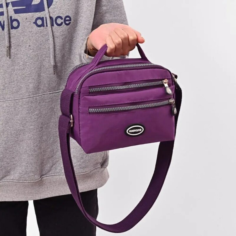 Нейлоновая водонепроницаемая сумка через плечо, повседневная Вместительная дорожная сумка для мобильного телефона с несколькими карманами, однотонная сумка на молнии