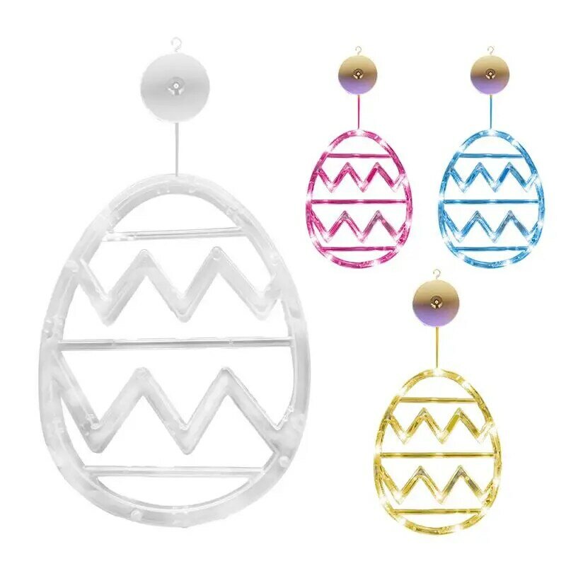 Easter Window Decorations Lights Happy Easter Window Lights with Suction Cup Colorful Hangings String Lights Battery Operated