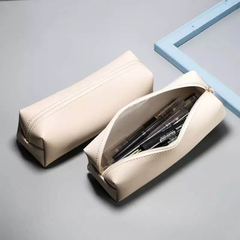 กระเป๋าใส่ดินสอหนัง PU ความจุขนาดใหญ่กล่องเหล็กของขวัญที่ใส่เครื่องเขียน POUCH pensil มีซิปอุปกรณ์การเรียนของนักเรียน