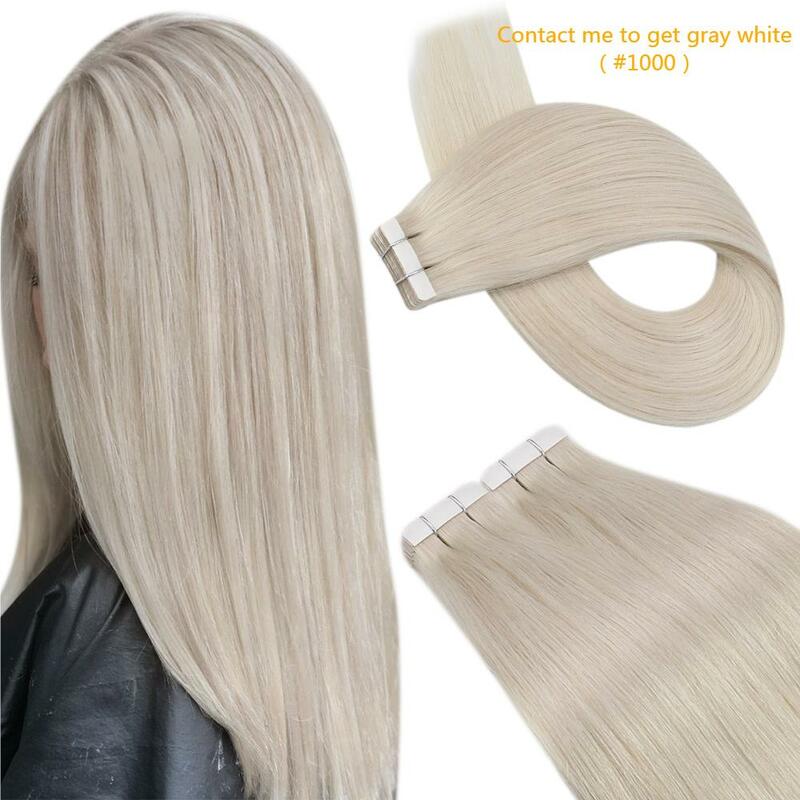 Ugeat Tape in Hair Extensions Human Hair Real Natural Brazilian Remy Hair Straight Seamless Skin Weft For Women Balayage 20P/40P