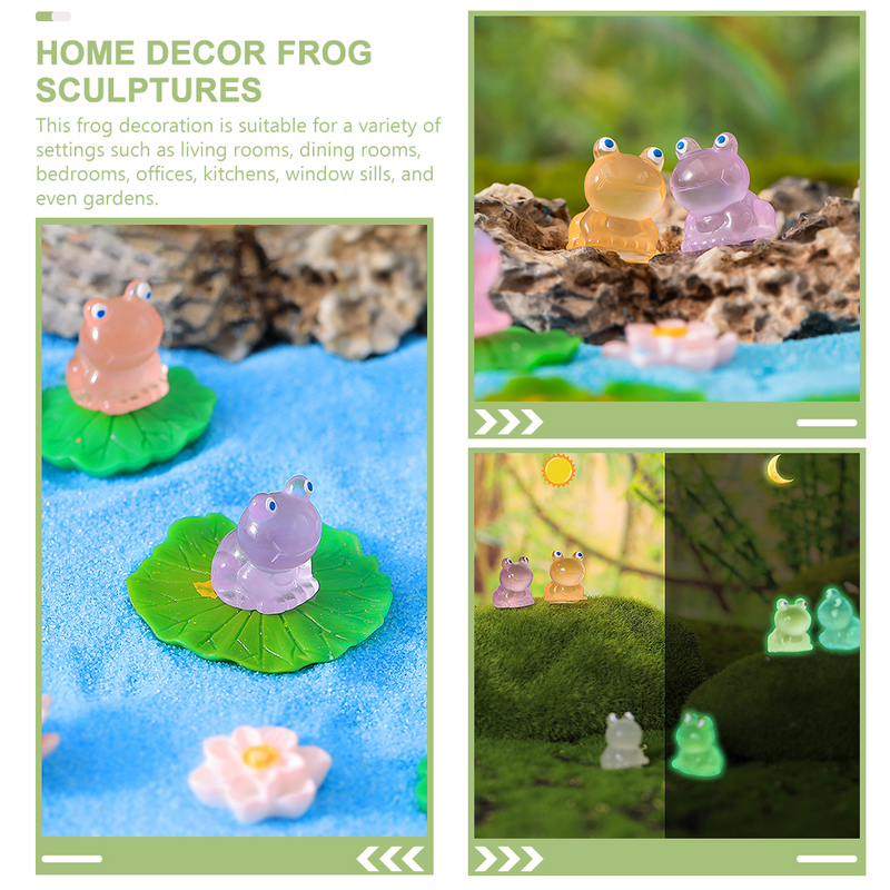 Miniatura Garden Frog Figurine, Resina Estátua, Mini Decors, 7pcs