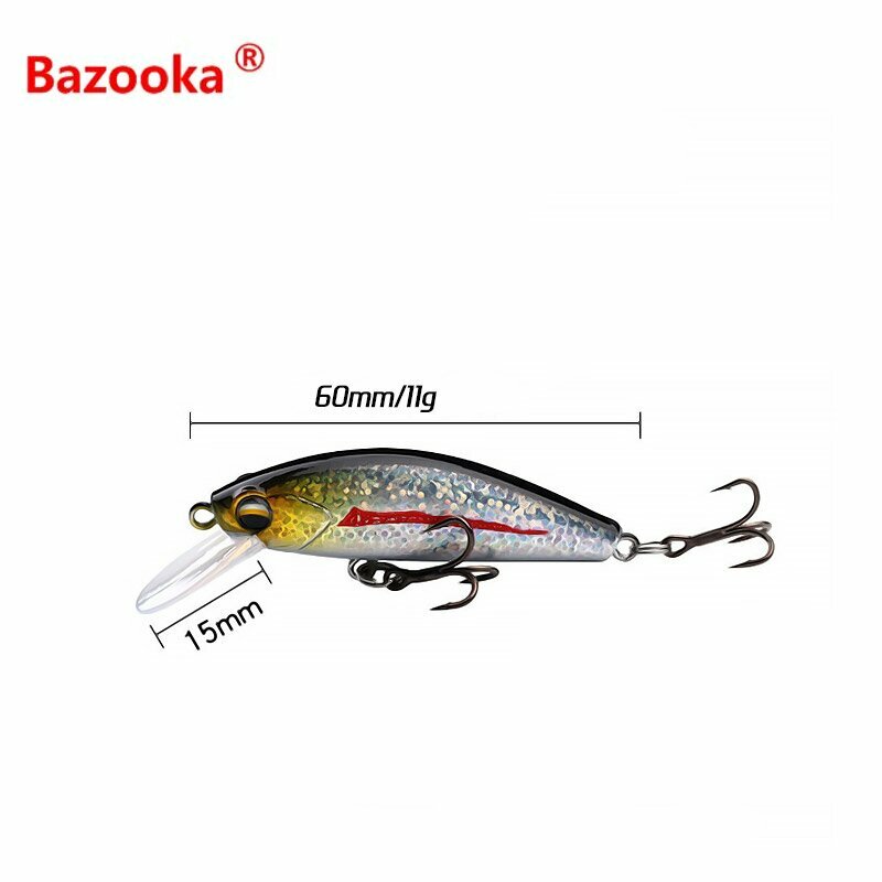 Bazooka Sinking Minnow Hard Bait Fishing Lure Crankbaits Laser Slow Mixed Wobbler  Depth Carp Mini Pesca Pike Tackle Bass Winter