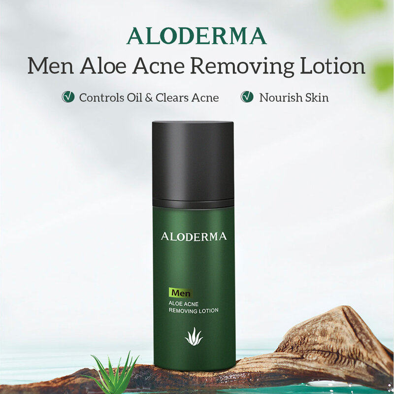 Лосьон для удаления акне ALODERMA для мужчин с алоэ, увлажняющий очищающий и смягчающий кожу лица, натуральный, безопасный, не раздражающий, 85 г