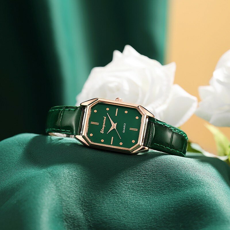 นาฬิกาผู้หญิงวินเทจนาฬิกาหน้าปัดทรงสี่เหลี่ยมสายเหมาะสำหรับเป็นของขวัญนาฬิกาข้อมือผู้หญิงยี่ห้อ Feminino Zegarek Damski