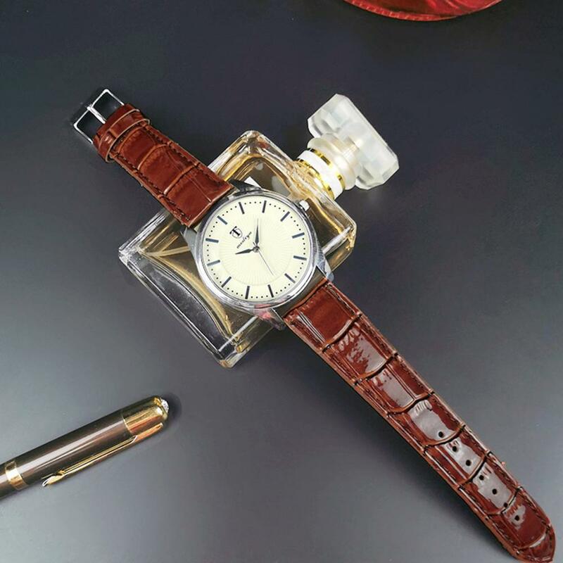Relógio de quartzo elegante masculino, pulseira ajustável de couro falso, alta precisão, rodada de negócios
