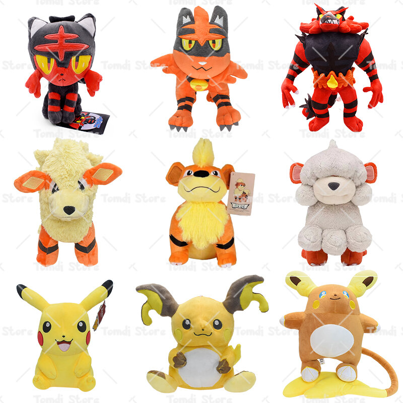 Плюшевые игрушки для девочек Pokemon Evolution Hisuian Growlithe Arcanine Growlithe Raichu Pikachu infineroar Torracat Litten
