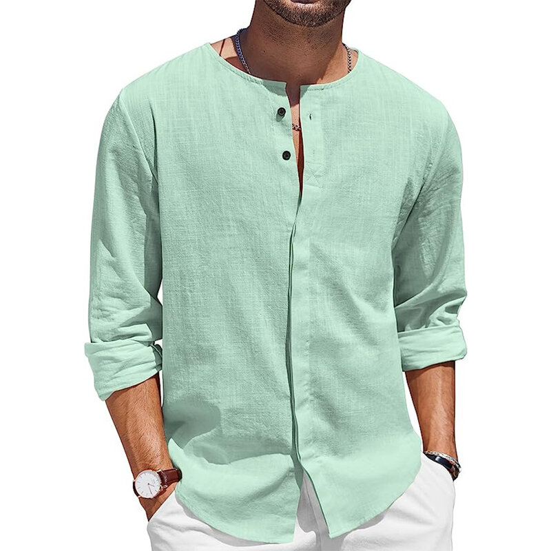 Brand New Fashion High wysokiej jakości koszulka Shirt bluzka z długim rękawem męska poliester regularny jednolity kolor wakacje dla mężczyzn