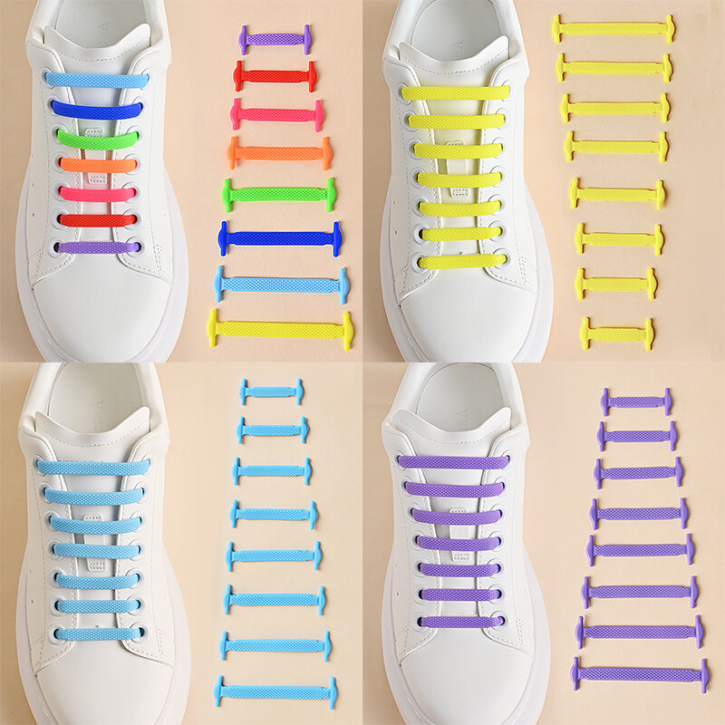 크리에이티브 레이지 실리콘 고무 레이스, 넥타이 없는 실리콘 신발끈, 12 가지 색상, 16 개/로트