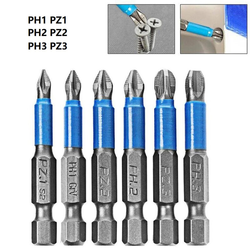 Magnetic Screwdriver Bits Non-Slip Electric Drill Screwdriver Bit Phillips/Cross Head 1/4" Hex Shank PH1/PH2/PH3/PZ1/PZ2/PZ3