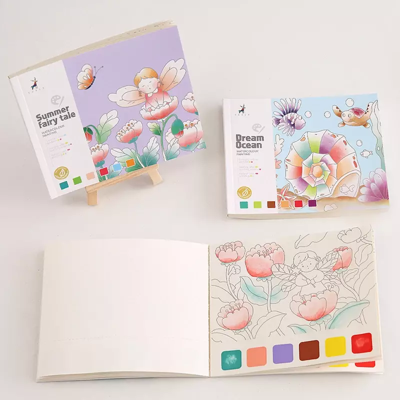 New 20 Sheets Large Children Watercolor Painting Book Paint with Water Kids Gouache Graffiti Picture Coloring Drawing Toys Gifts