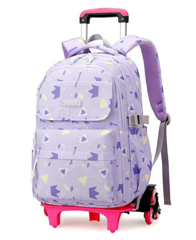 Школьный ранец на колесиках 17 дюймов, школьный рюкзак на колесиках с тележкой, сумка на колесиках