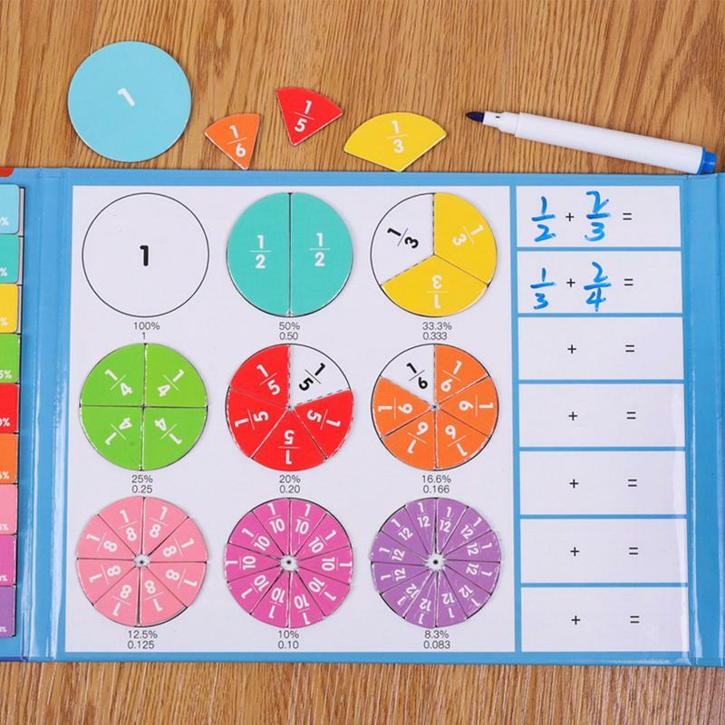 Set di attività di frazione magnetiche Set di manipolatori matematici arcobaleno Set di magneti per l'aula della scuola elementare rende l'apprendimento