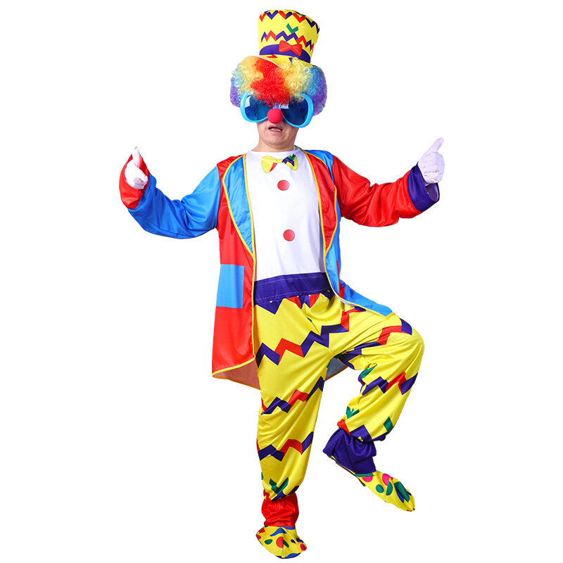 Costume de clown LYus drôle d'Halloween pour hommes, combinaison de cosplay de fête de carnaval, habillage sans perruque, adulte