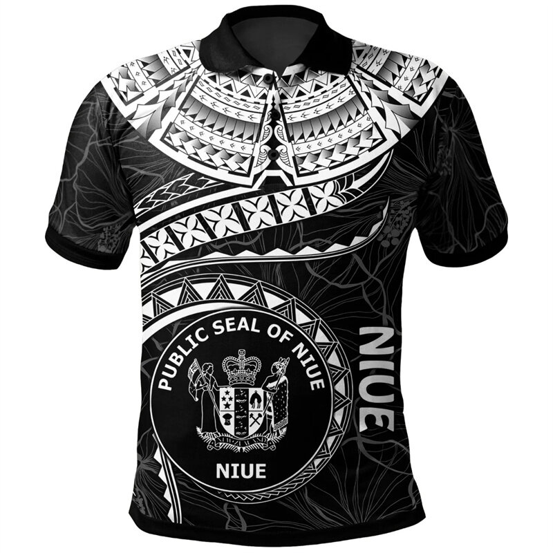 Camisa polo com padrão Pohnpei, estampada em 3D, polinésia, casual camiseta solta, tops de rua, manga curta, verão